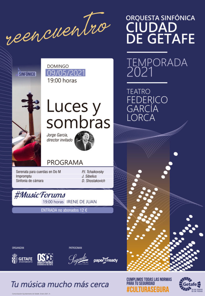 Texto Alternativo: “LUCES Y SOMBRAS”. Orquesta Sinfónica Ciudad de Getafe. Sinfónico