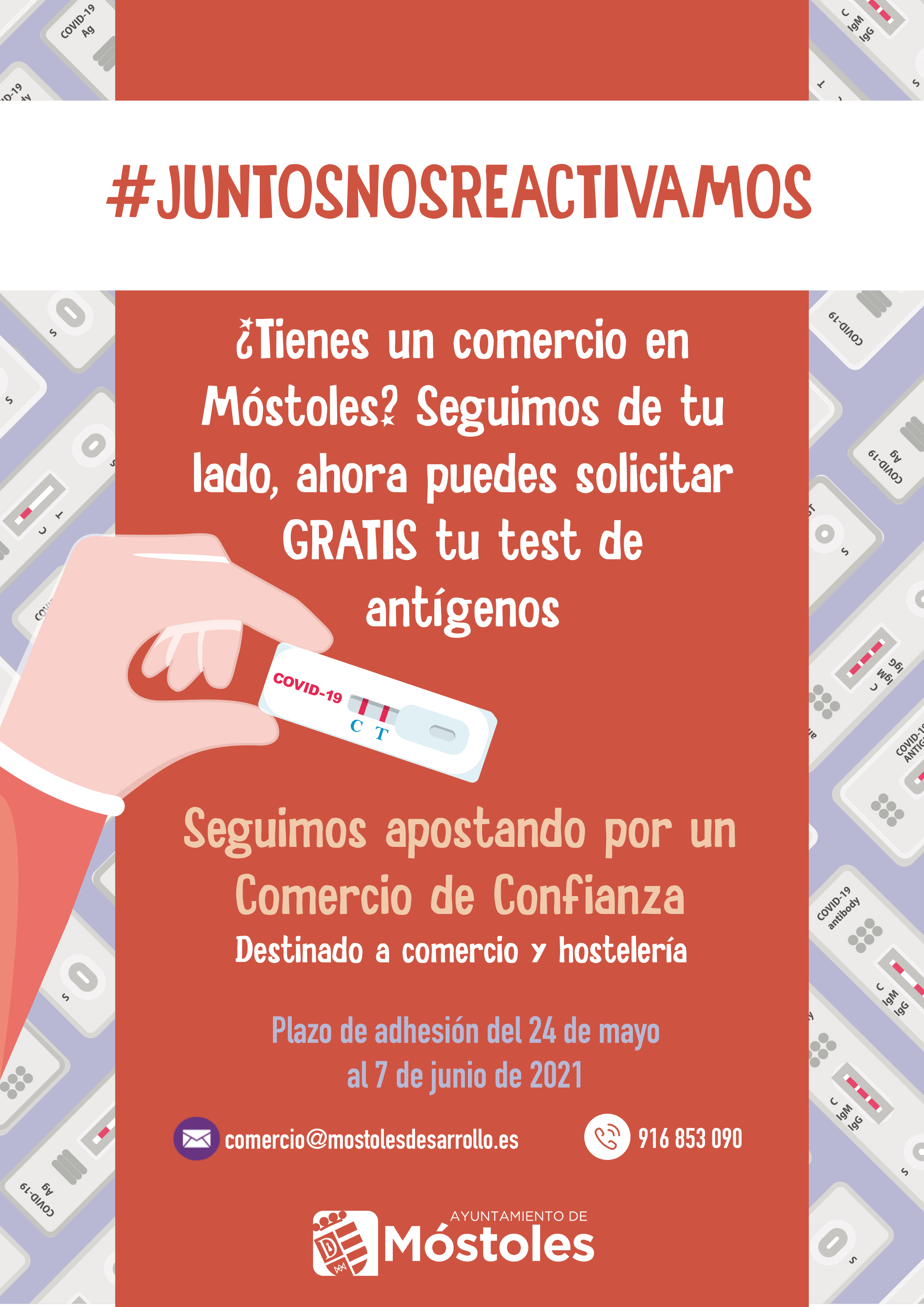 Texto Alternativo: El Gobierno de Móstoles subvencionará test rápidos de antígenos a comercios y hostelería del municipio