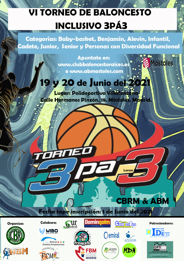 Texto Alternativo: El Polideportivo de Villafontana será sede de la VI edición del Torneo de Baloncesto Inclusivo 3pá3