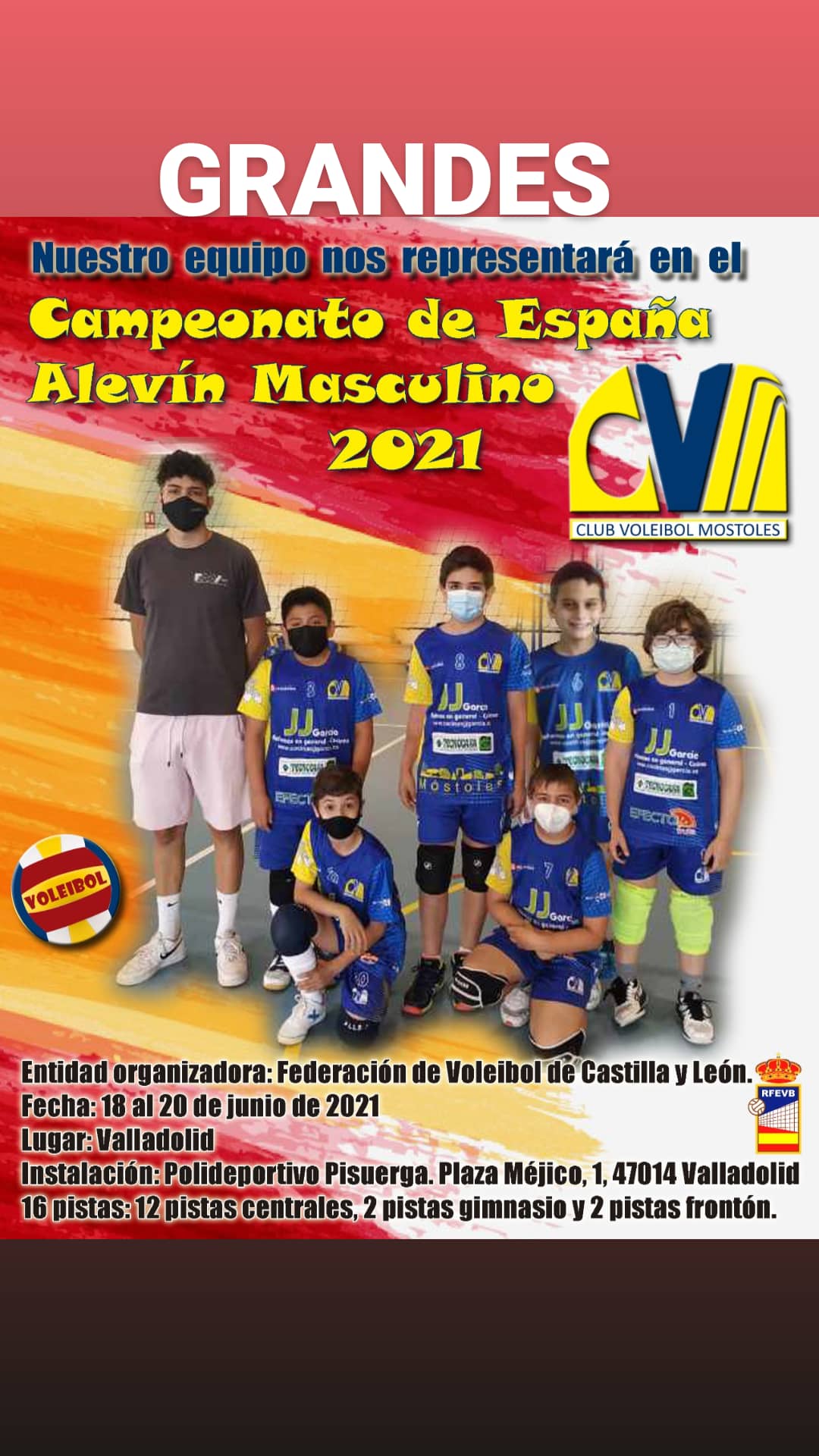 Texto Alternativo: El Club Voleibol Móstoles alevín masculino disputará esta semana el Campeonato de España