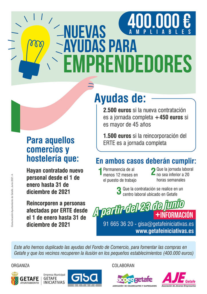 Texto Alternativo: Getafe convoca nuevas ayudas de 400.000 euros para los negocios que generen empleo este año
