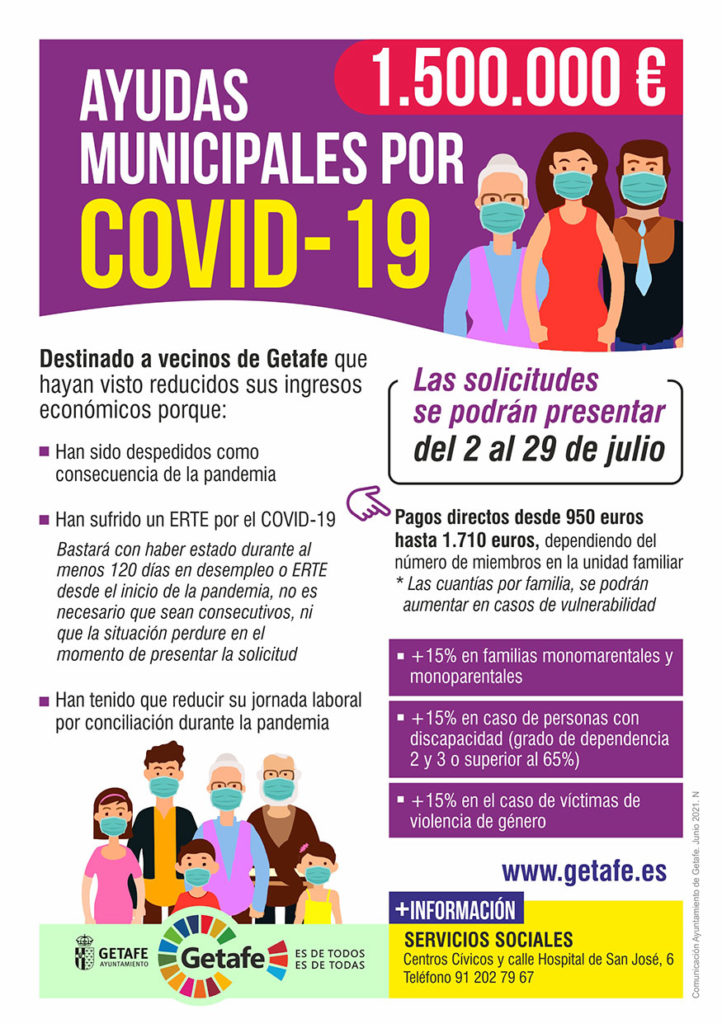 Texto Alternativo: Getafe abre mañana el plazo para solicitar las ayudas de 1.500.000 euros para vecinos que hayan reducido sus ingresos por la COVID-19