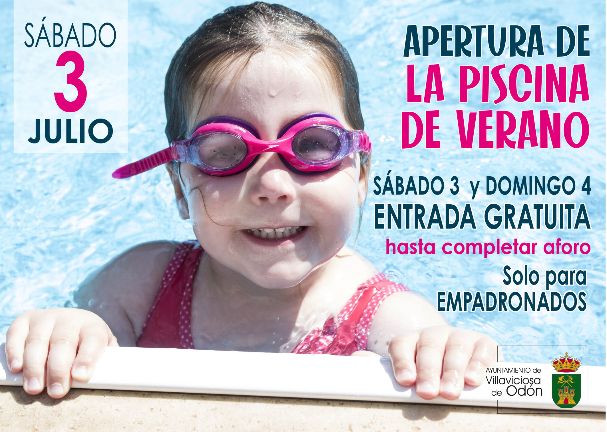 Texto Alternativo: La piscina de verano de Villaviciosa inaugura la temporada con el acceso gratuito y solo para empadronados el sábado 3 y el domingo 4 de julio