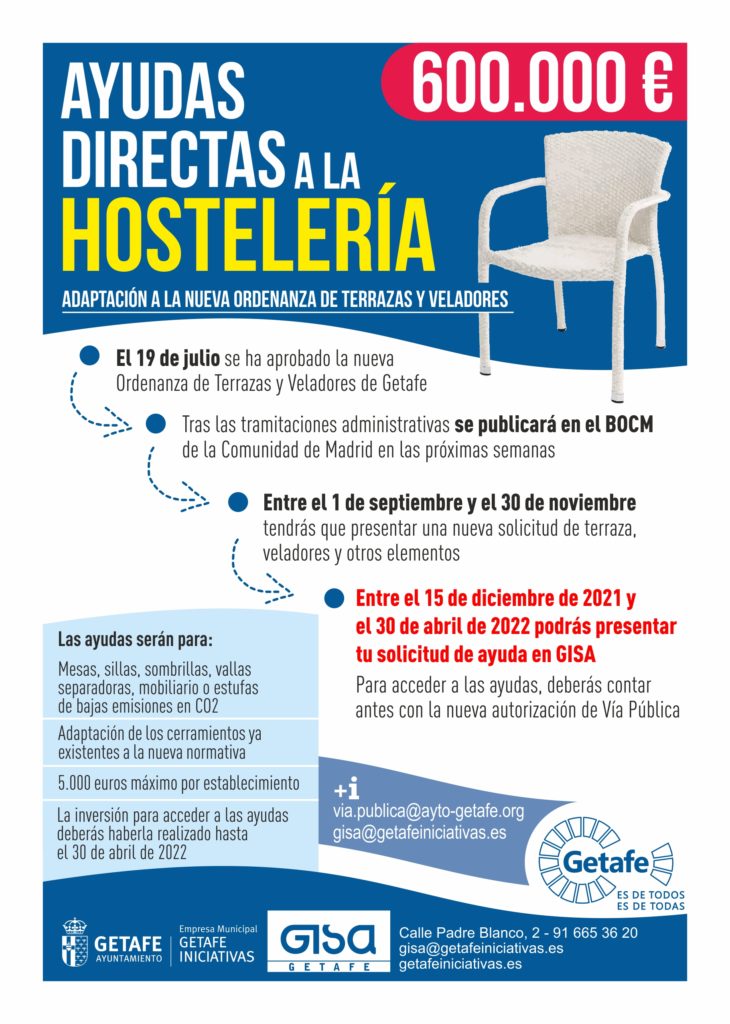 Texto Alternativo: Getafe destina 600.000 euros en ayudas a los hosteleros para la nueva ordenanza