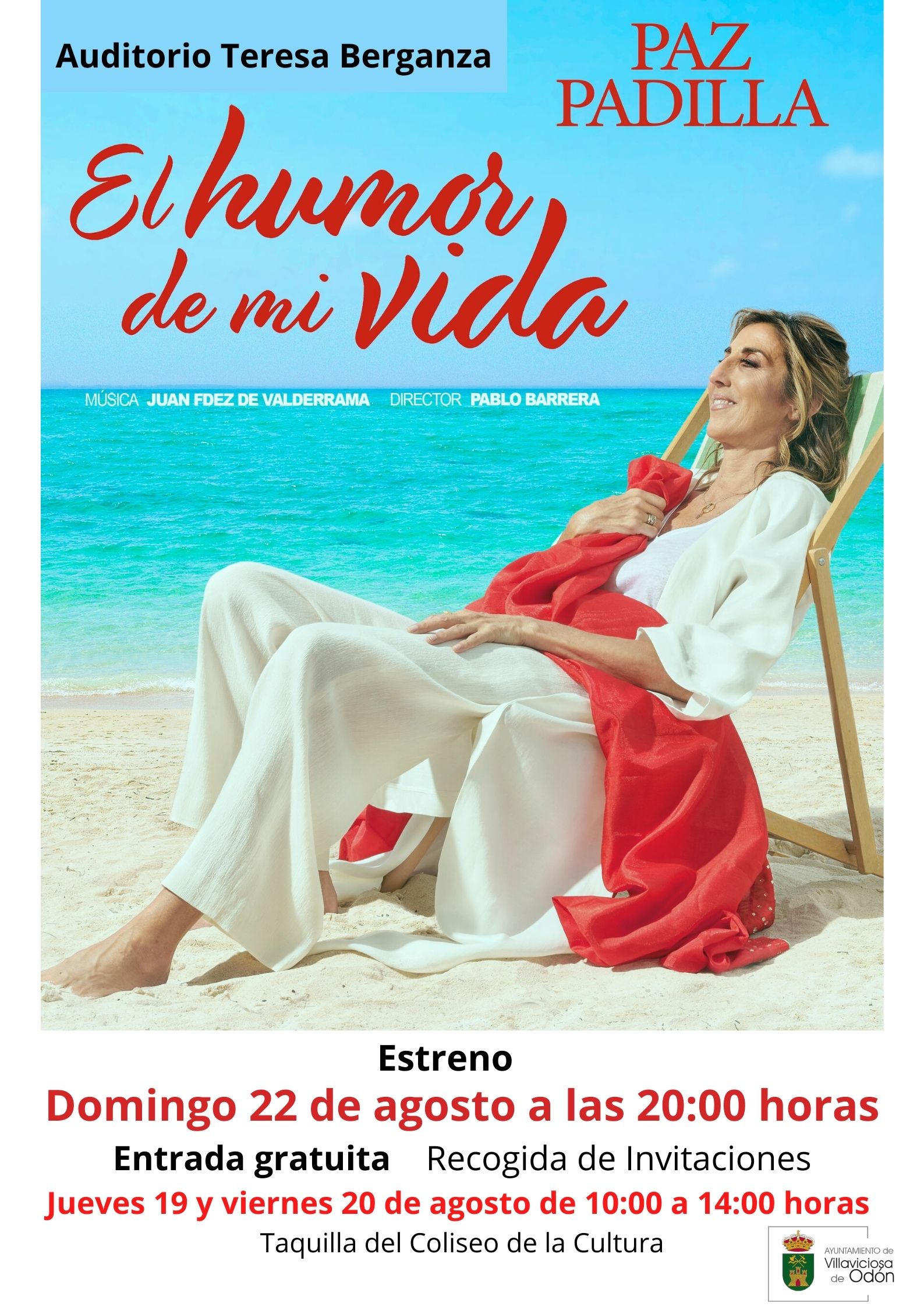 Texto Alternativo: Nuestra vecina y popular humorista, actriz y presentadora, Paz Padilla, estrena en Villaviciosa de Odón la obra "El humor de mi vida"