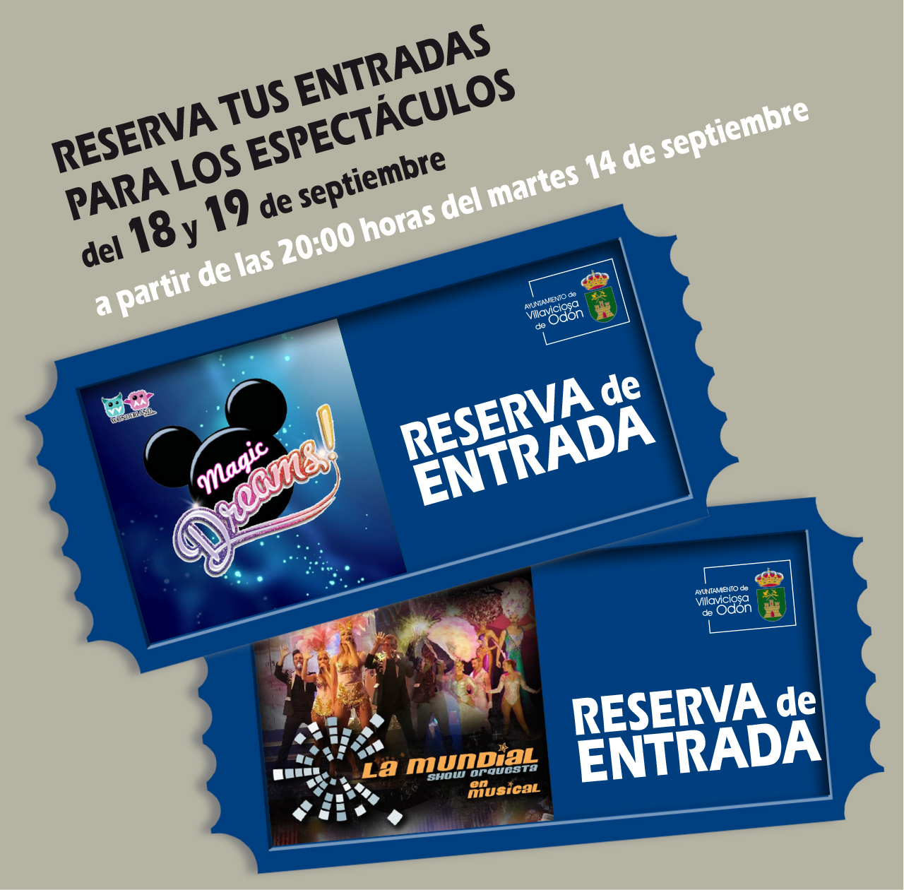 Texto Alternativo: Reserva de entradas para los actuaciones musicales del 18 y 19 de septiembre