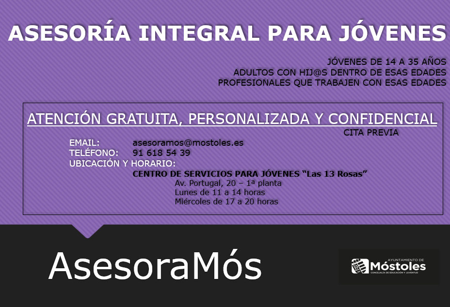 Texto Alternativo: El Gobierno de Móstoles pone en marcha AsesoraMós, una nueva asesoría integral dirigida a los jóvenes del municipio