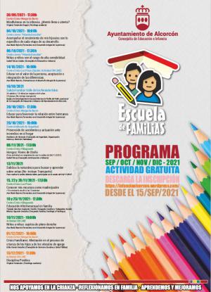 Texto Alternativo: La Escuela de Familias inicia el curso 2021/2022 con novedades y una interesante programación para el primer trimestre