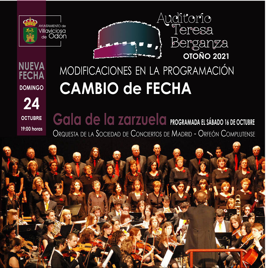 Texto Alternativo: AVISO: La Gala de la Zarzuela prevista para este sábado se traslada al domingo 24 de octubre