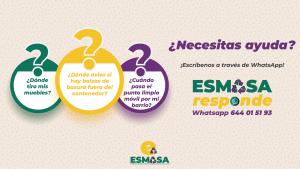 Texto Alternativo: El servicio de WhatsApp ‘ESMASA responde’ (644 01 51 93) ha permitido resolver 3.727 incidencias desde febrero