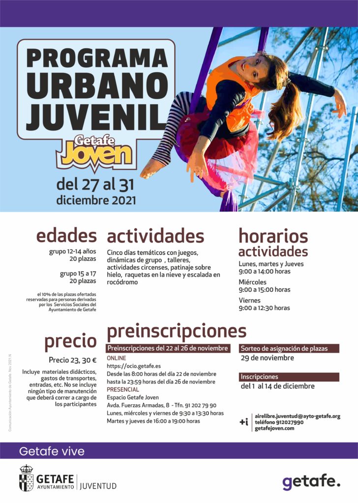 Texto Alternativo: Getafe ofrece un programa urbano juvenil de invierno para jóvenes de 12 a 17 años