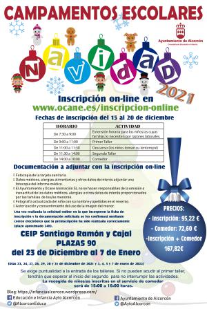 Texto Alternativo: Mañana se abre el plazo de inscripción para los campamentos escolares de Navidad que se realizan en el CEIP Santiago Ramón y Cajal