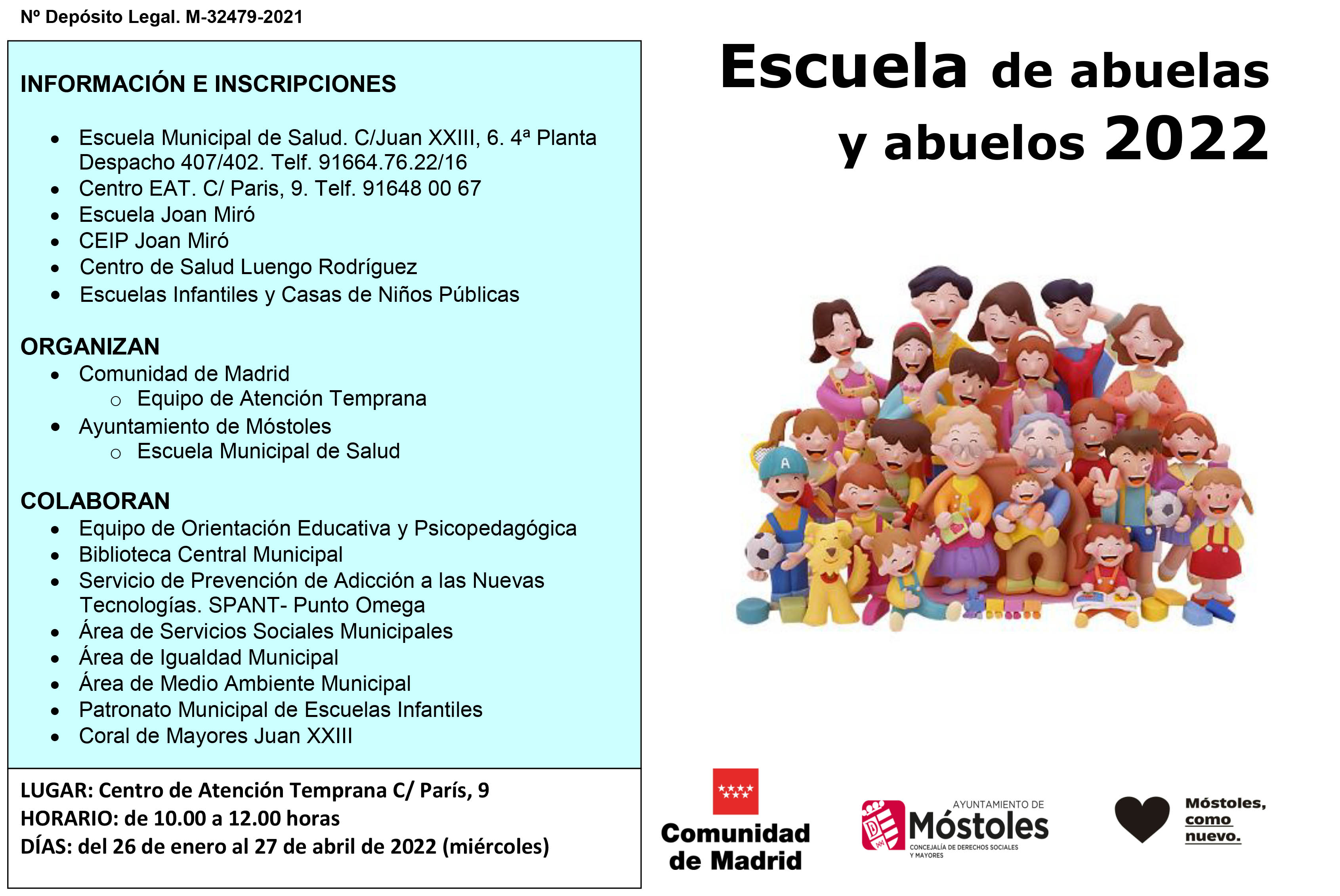 Texto Alternativo: Abierto el plazo para inscribirse en la Escuela de Abuelos y Abuelas de Móstoles