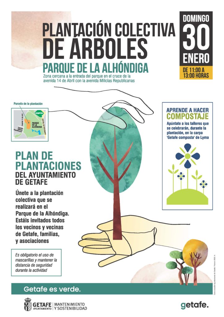 Texto Alternativo: Getafe organiza una plantación colectiva de árboles en el Parque de La Alhóndiga