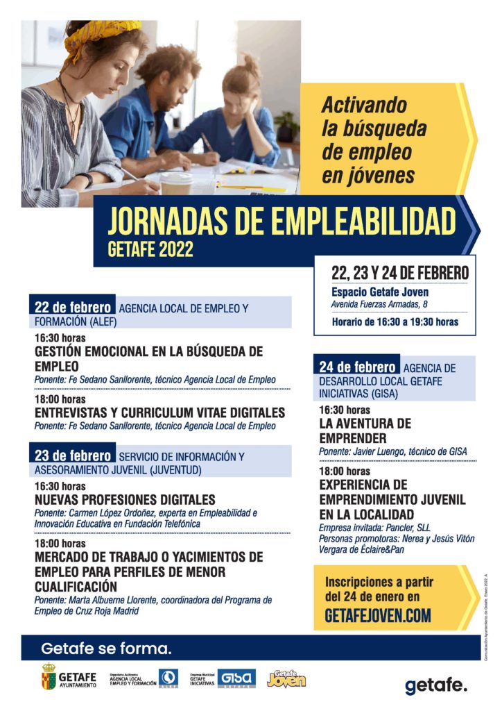 Texto Alternativo: ALEF, GISA y Getafe Joven organizan unas jornadas de empleabilidad para jóvenes de Getafe