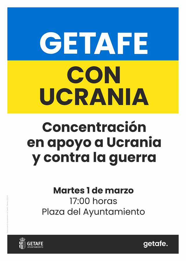 Texto Alternativo: Getafe se adhiere a la Declaración de la FEMP y celebrará una concentración en apoyo a Ucrania