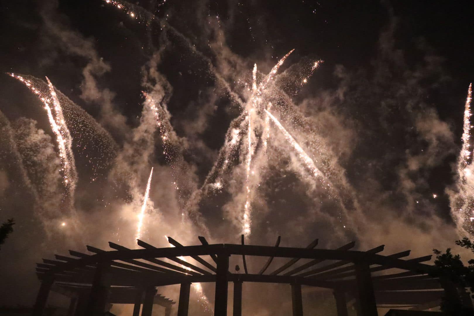 Texto Alternativo: Los fuegos artificiales brillaron en la noche de Móstoles