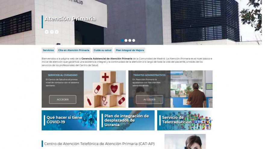 Texto Alternativo: Atención Primaria unifica todos sus contenidos en un nuevo sitio web de la Comunidad de Madrid