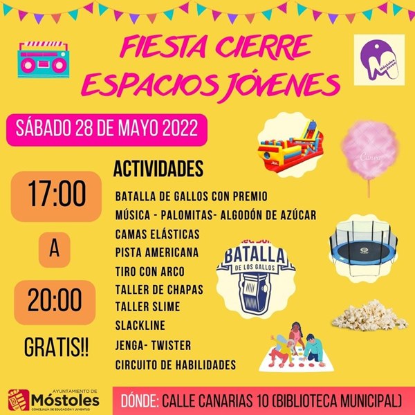 Texto Alternativo: La Concejalía de Educación y Juventud organiza una fiesta el próximo sábado por el fin de temporada del programa de Espacios Jóvenes