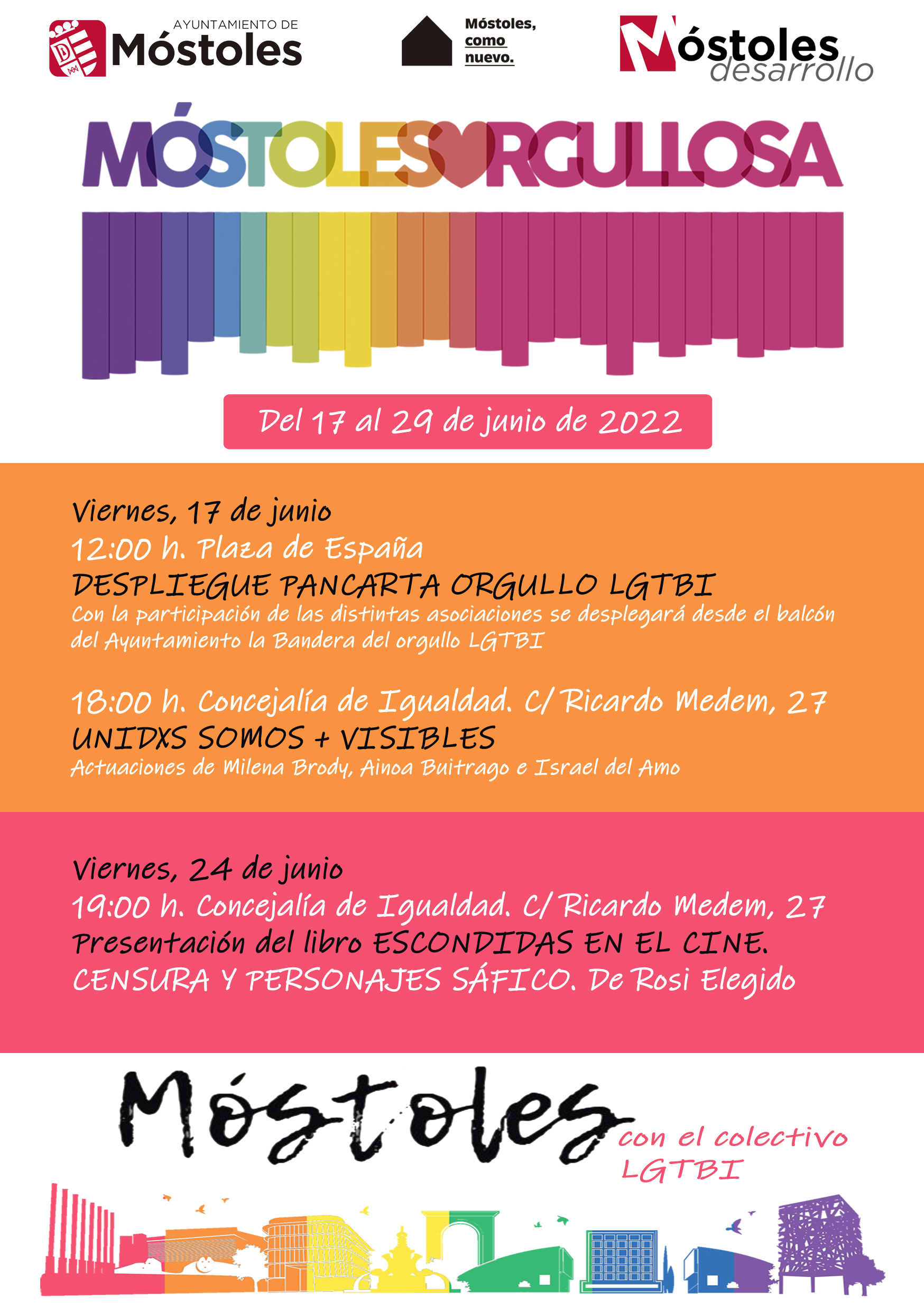 Texto Alternativo: Móstoles conmemora el Día del Orgullo LGTBI con la lectura de un manifiesto y un amplio programa de actividades
