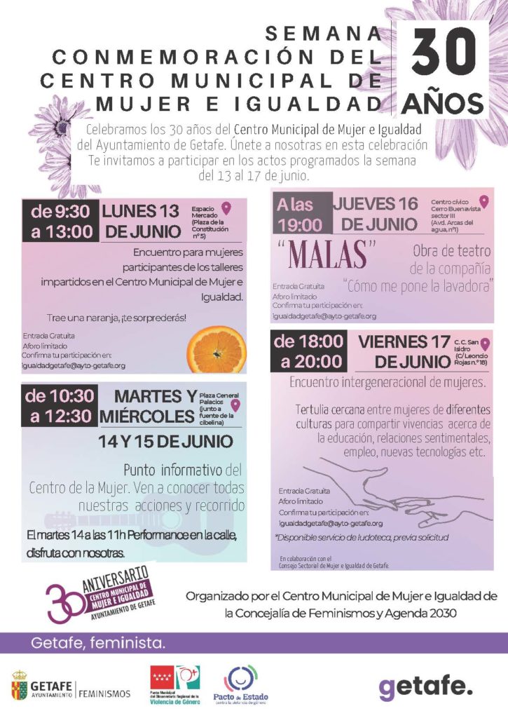 Texto Alternativo: Getafe celebra los 30 años del Centro de Mujer e Igualdad con diversas actividades
