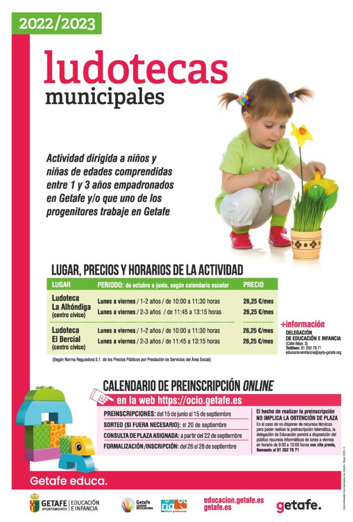 Texto Alternativo: Preinscripciones para ludotecas municipales ampliadas el próximo curso a 5 días semanales
