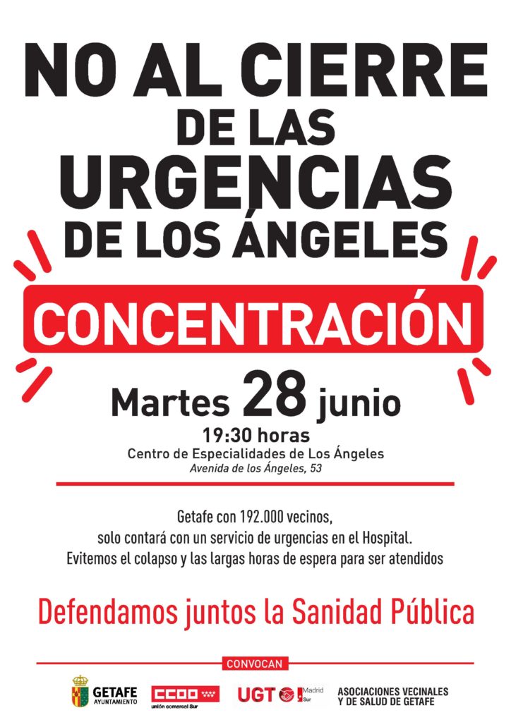 Texto Alternativo: Concentración el martes 28 contra el cierre de las Urgencias de Los Ángeles