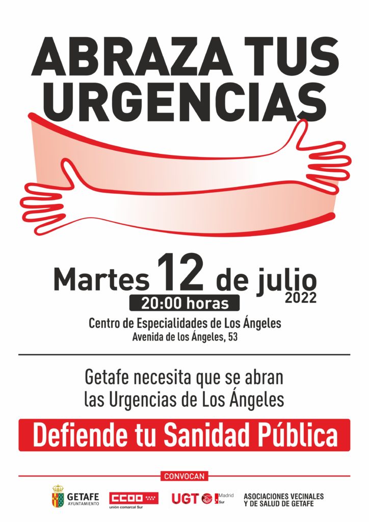 Texto Alternativo: El martes 12 a las 20:00 h abrazo a las Urgencias de Los Ángeles
