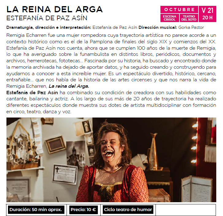 Texto Alternativo: El concierto de Revólver y la obra La Reina del Arga protagonizan esta semana la agenda cultural de Móstoles