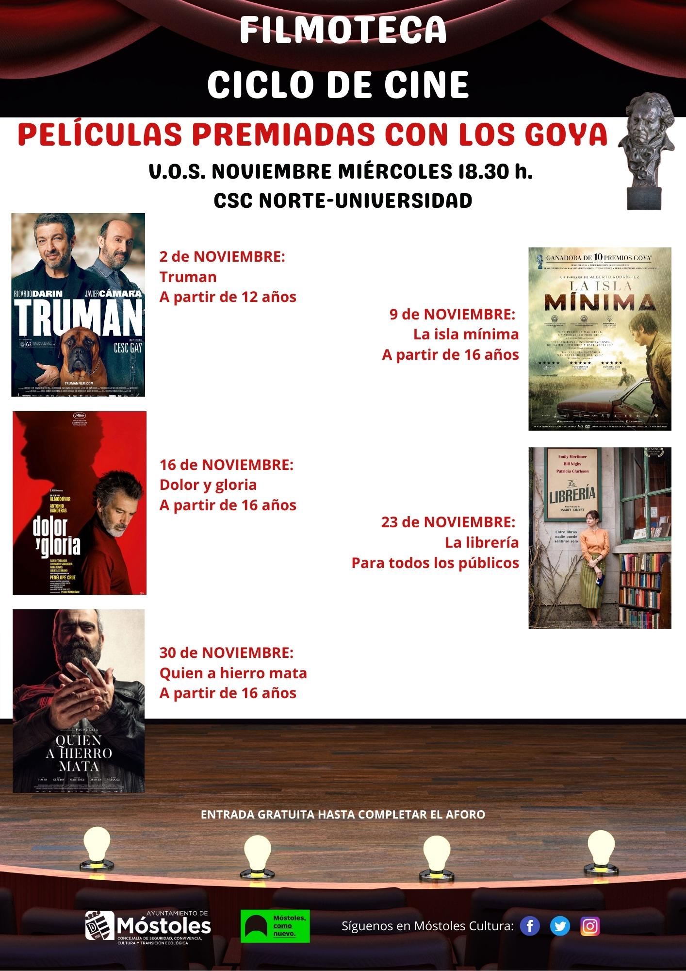 Texto Alternativo: Ciclo de películas premiadas en los Goya, este mes de noviembre en Filmoteca