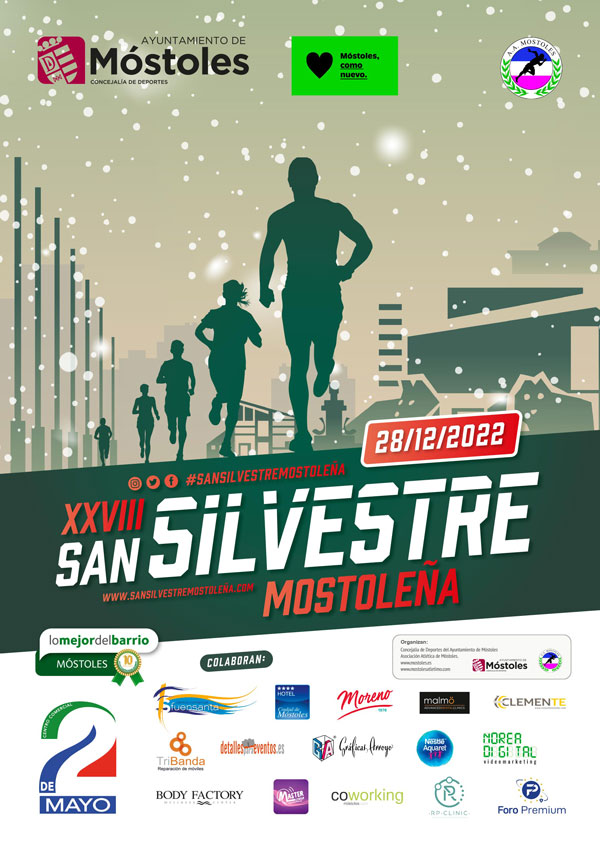 Texto Alternativo: El día 28 de diciembre se celebrará la XXVIII edición de la carrera San Silvestre mostoleña