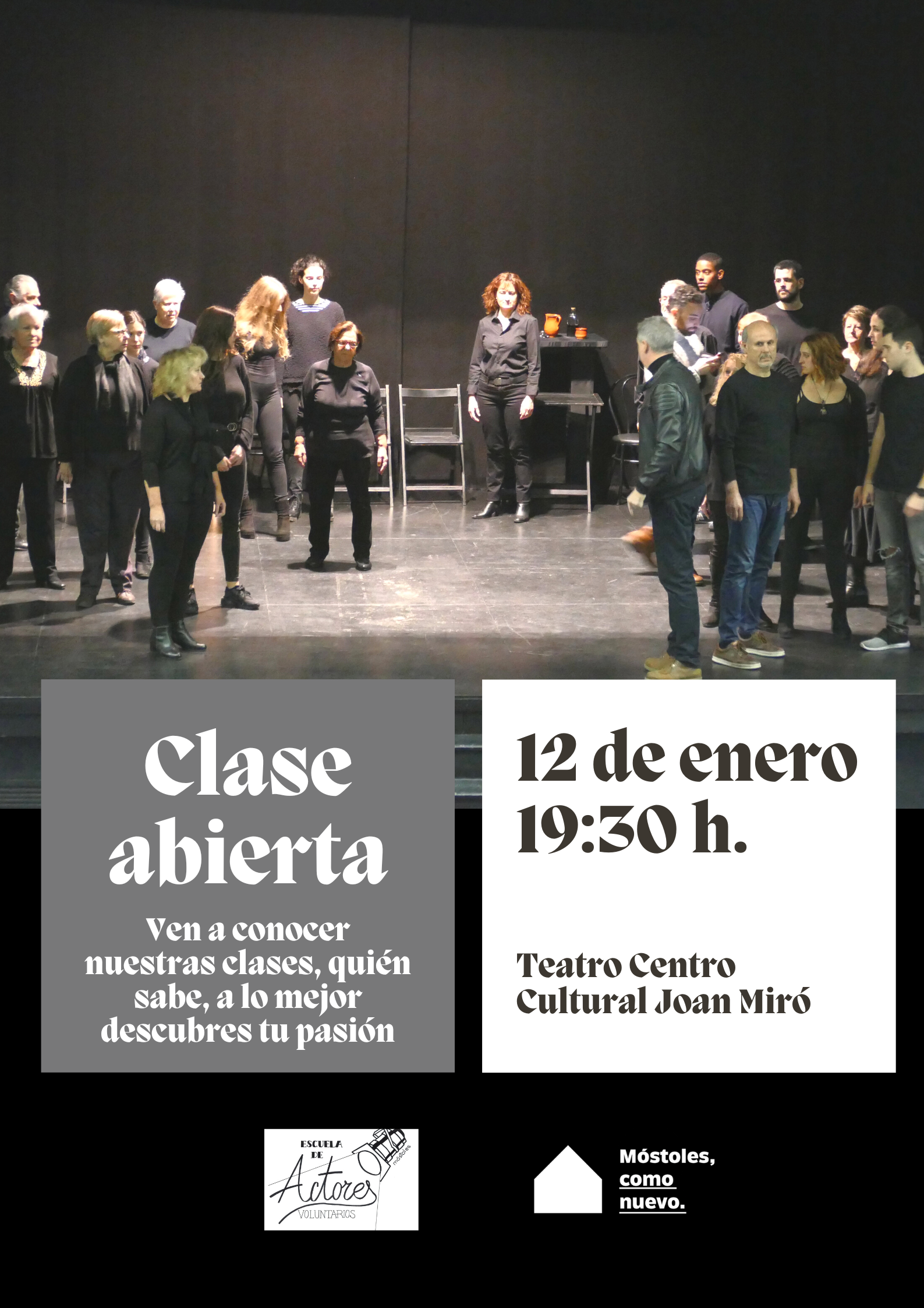 Texto Alternativo: La Escuela de Actores Voluntarios de Móstoles realizará una clase abierta para que cualquier persona pueda participar