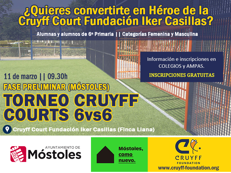 Texto Alternativo: Móstoles acogerá el 11 de marzo el torneo escolar de fútbol Cruyff Court 6vs6