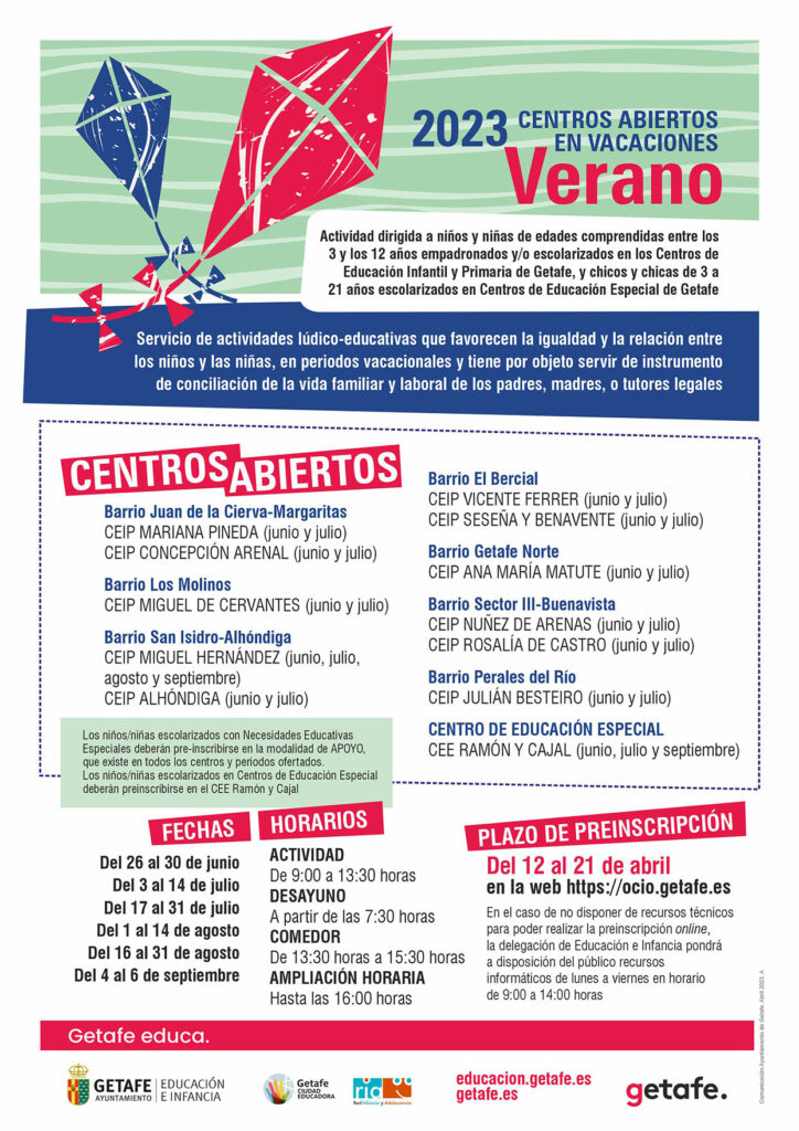 Texto Alternativo: Getafe abre las preinscripciones de Centros Abiertos en Vacaciones de Verano