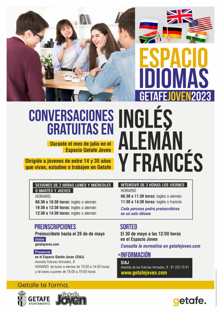 Texto Alternativo: Getafe ofrece conversaciones de idiomas este verano para jóvenes de 14 a 35 años