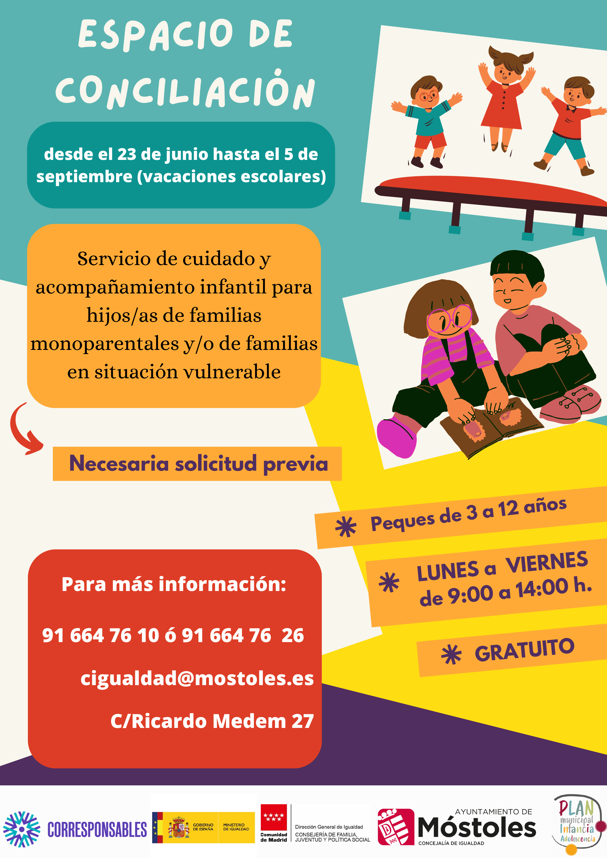 Texto Alternativo: Móstoles pone en marcha un espacio de acompañamiento infantil para facilitar la conciliación durante los meses de verano