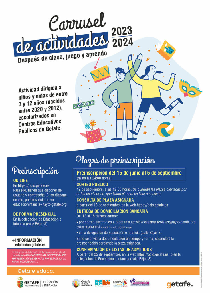 Texto Alternativo: Getafe presenta el ‘Carrusel de actividades’ para las extraescolares del curso 2023-2024