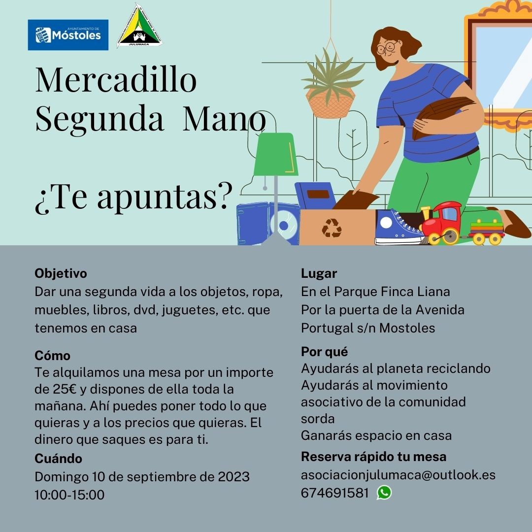 Texto Alternativo: La Asociación Julumaca organiza un mercadillo solidario a favor de las personas sordas de Móstoles