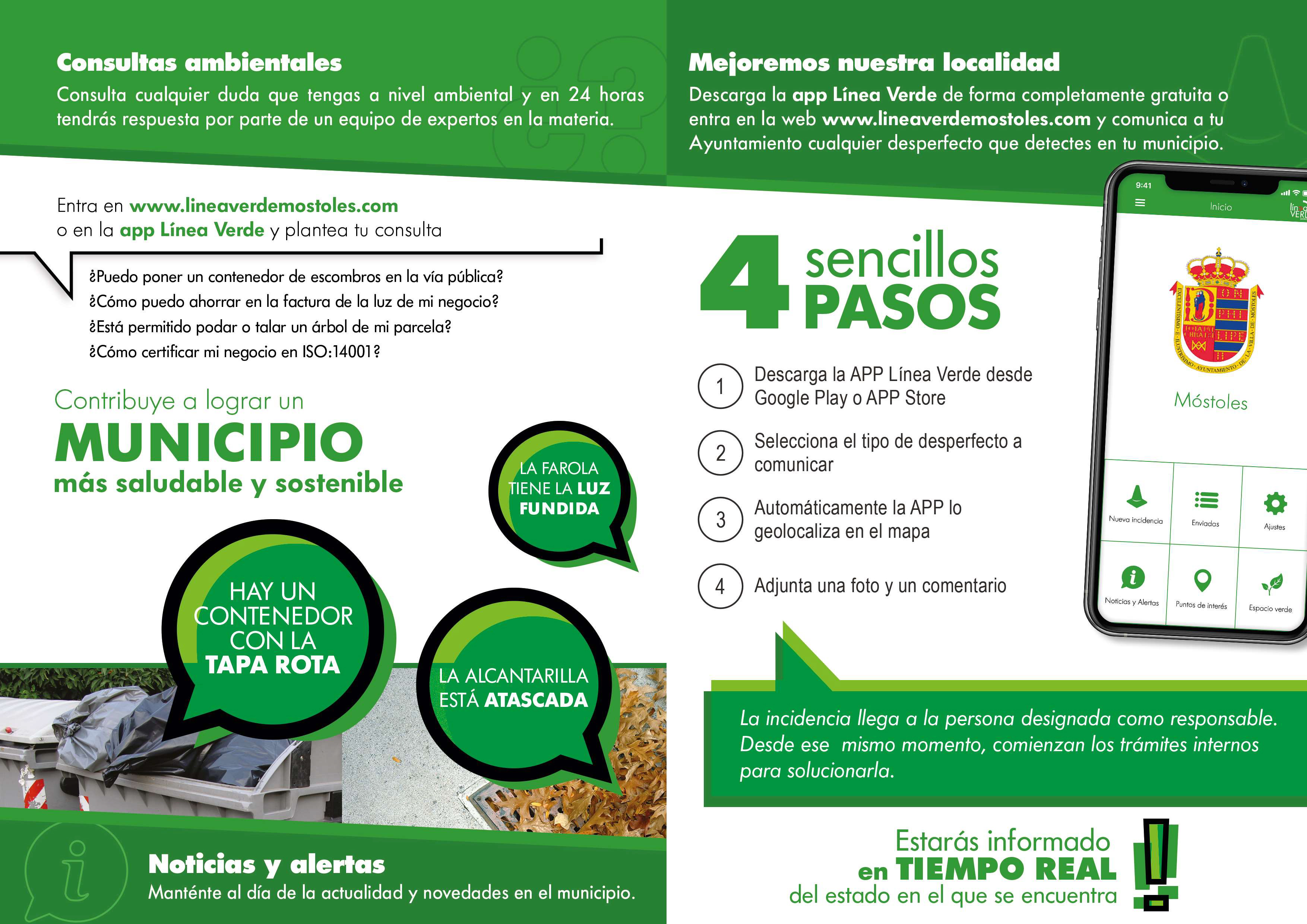 Texto Alternativo: El Ayuntamiento de Móstoles habilita el programa ‘Línea Verde’ para la notificación de desperfectos