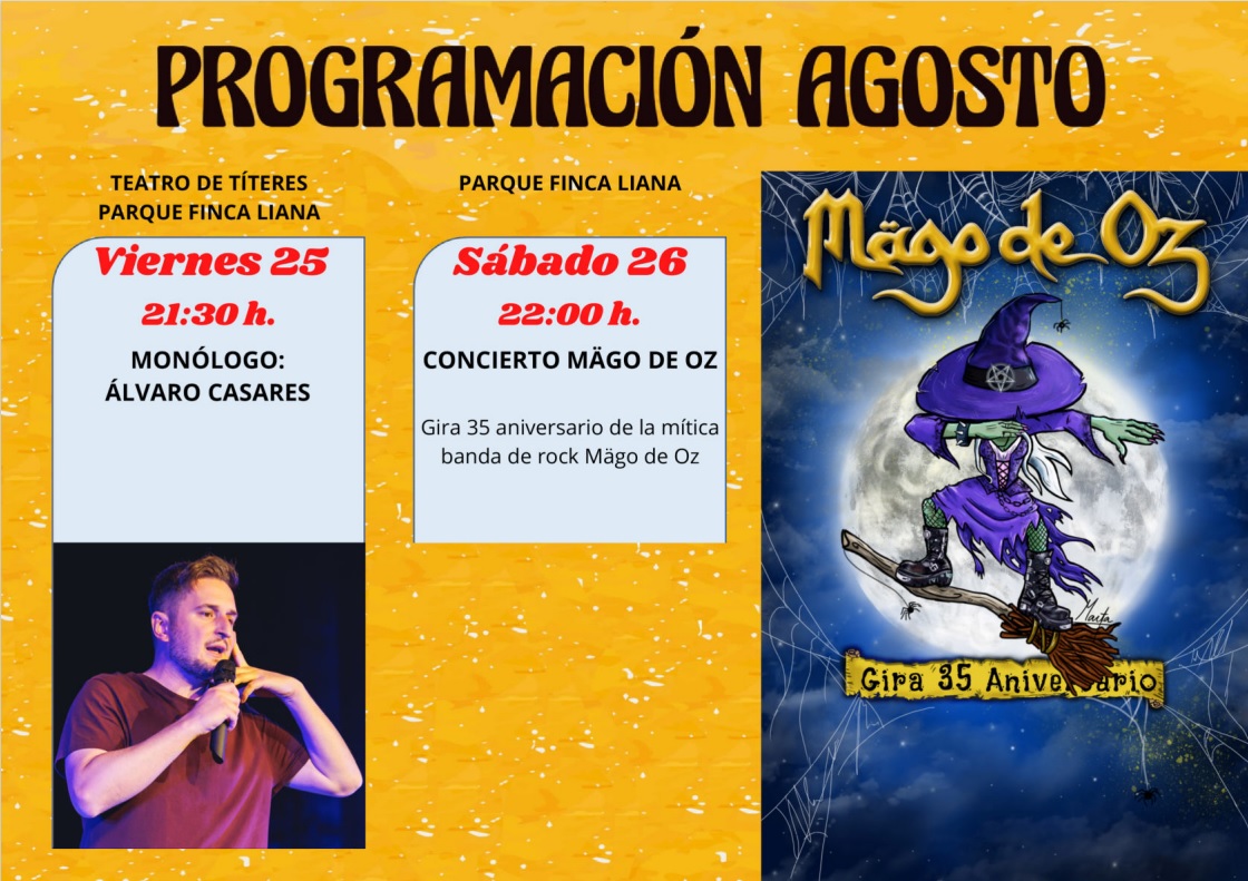 Texto Alternativo: La banda Mago de Öz y el humorista Álvaro Casares, protagonistas esta semana de la agenda cultural de Móstoles