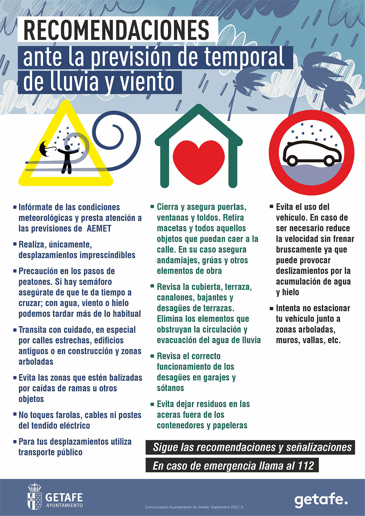 Texto Alternativo: Getafe lleva a cabo un Plan Especial de Limpieza como medida de prevención ante la previsión de abundantes precipitaciones
