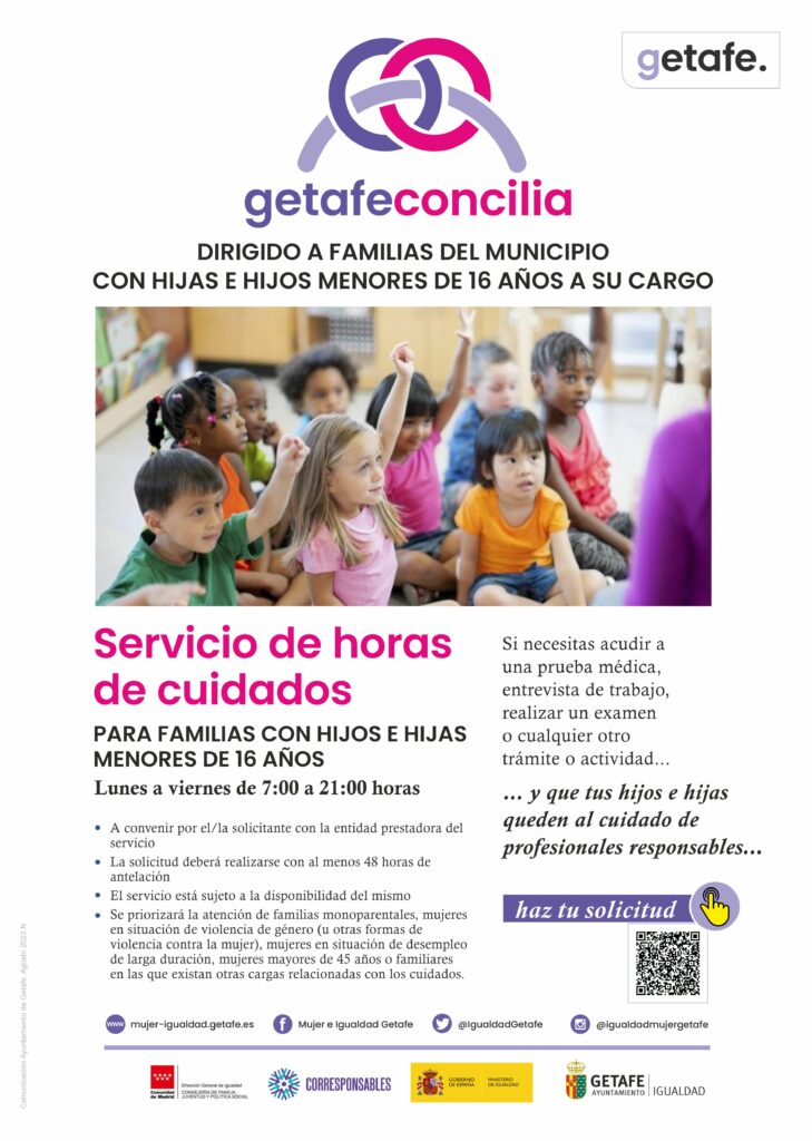 Texto Alternativo: Getafe ofrece el cuidado de los menores para que las familias puedan realizar gestiones personales puntuales