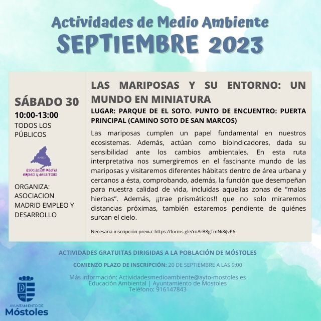 Texto Alternativo: Conocer las mariposas y su entorno, objetivo de un nuevo taller de medioambiente en Móstoles