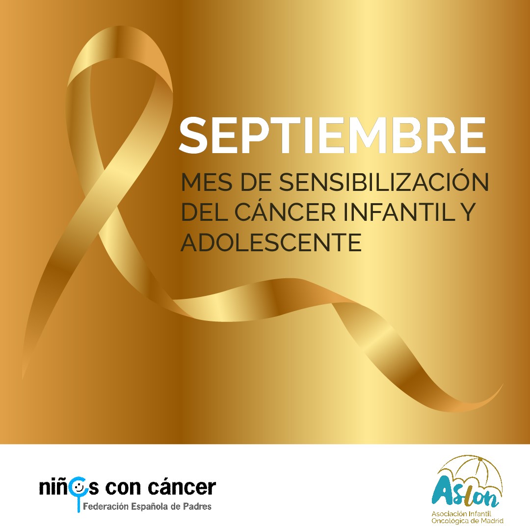 Texto Alternativo: Móstoles se tiñe de dorado con motivo del mes internacional del cáncer infantil