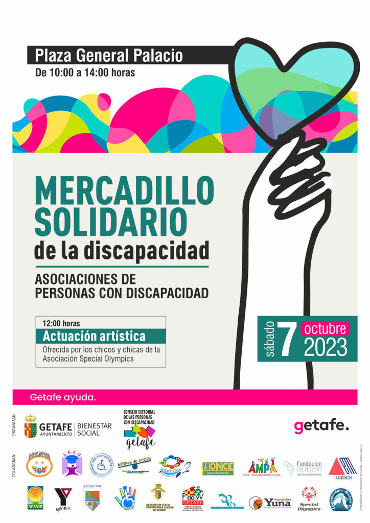 Texto Alternativo: Getafe anima a acudir al Mercadillo Solidiario de la Discapacidad el sábado 7 de octubre