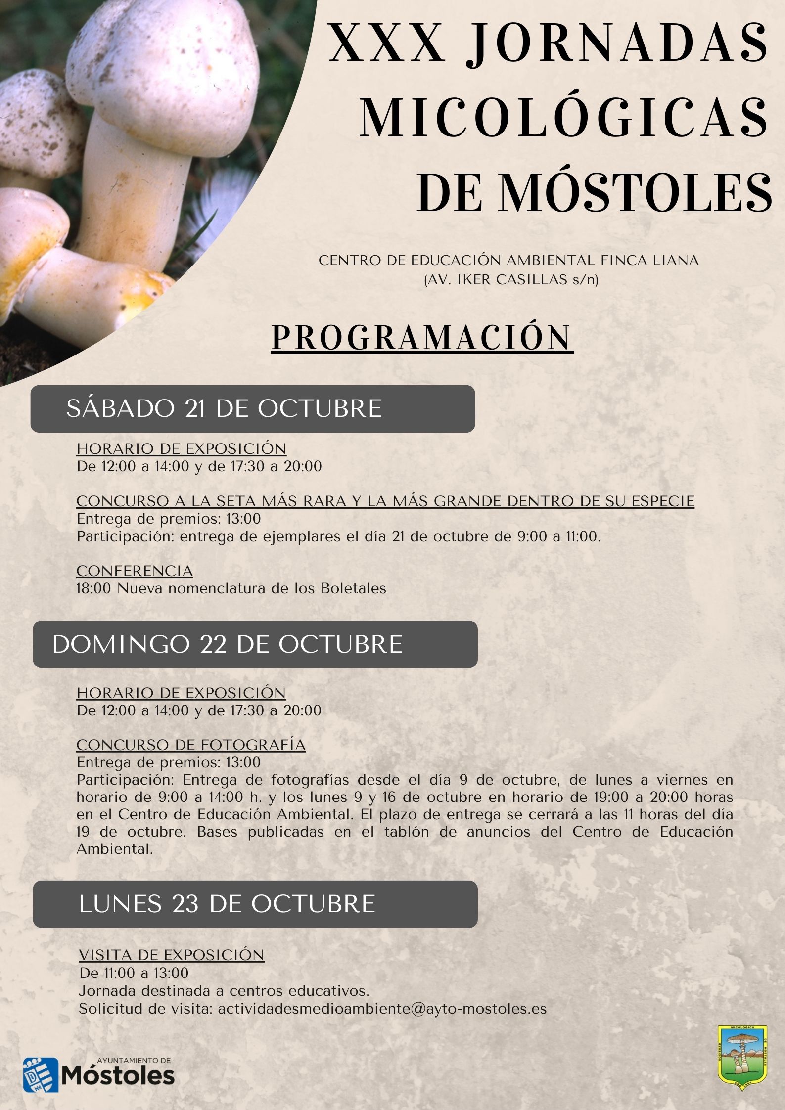 Texto Alternativo: Las XXX Jornadas Micológicas llegan este mes de octubre a Móstoles