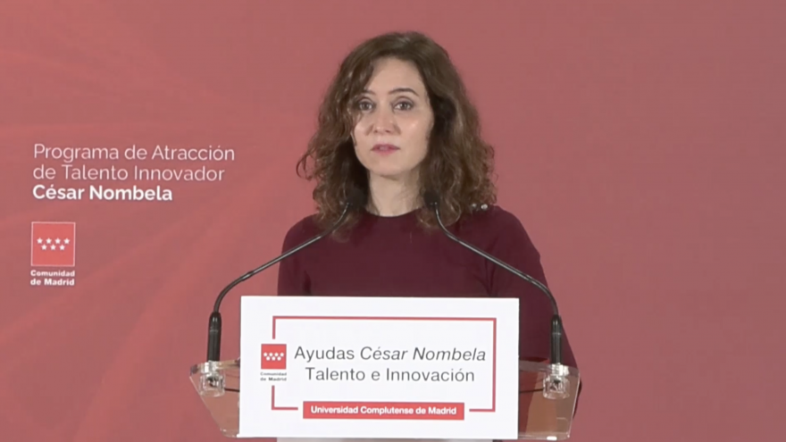 Texto Alternativo: Díaz Ayuso la Comunidad de Madrid presenta las ayudas de la Comunidad de Madrid para la atracción de talento investigador que llevarán el nombre del científico César Nombela
