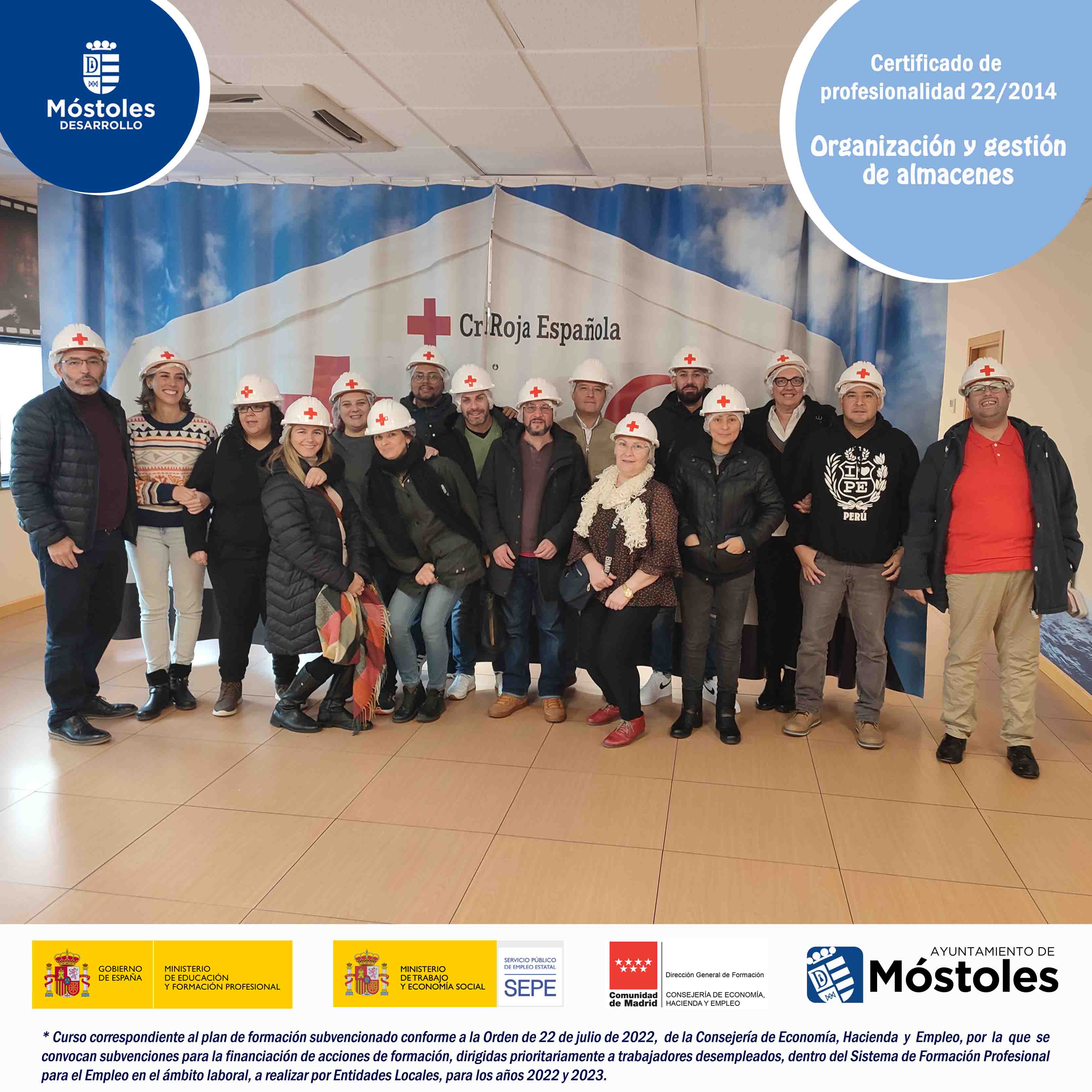 Texto Alternativo: Alumnos del certificado de profesionalidad Organización y gestión de almacenes visitan el centro logístico de abastecimiento de Cruz Roja