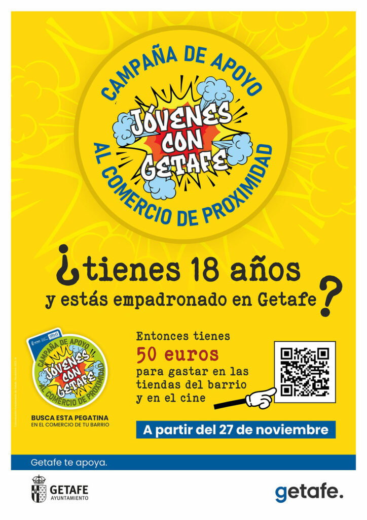 Texto Alternativo: Cheques de 50 euros para que los jóvenes utilicen en el comercio local de Getafe
