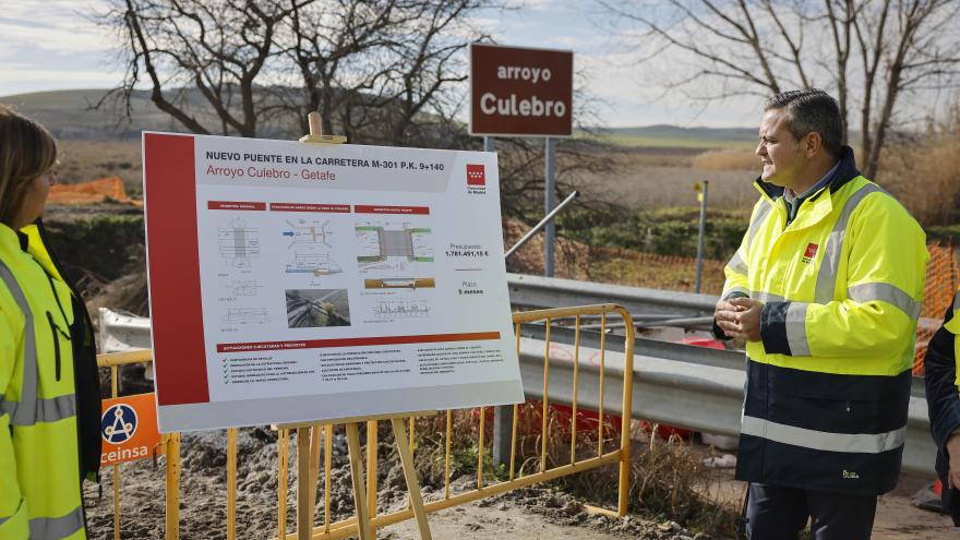 Texto Alternativo: La Comunidad de Madrid finalizará en abril las obras del puente sobre el Arroyo Culebro por el que transitan a diario más de 5.400 vehículos